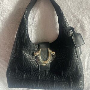 NWT True Religion Black Soft Leather Shoulder Bag
